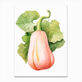 Pink Banana Pumpkin Watercolour Illustration 1 Canvas Print