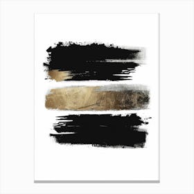 Black And Gold Brush Strokes 27 Canvas Print