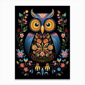 Folk Bird Illustration Owl 3 Canvas Print
