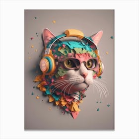 Cat With Headphones 4 Canvas Print