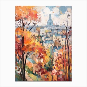 Autumn City Park Painting Parc Des Buttes Chaumont Paris France 1 Canvas Print