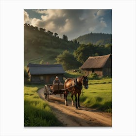 Horsedrawn Carriage In The Countryside Canvas Print