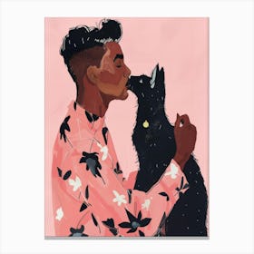 Kissing Black Cat Canvas Print