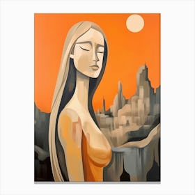 Woman In A City Canvas Print