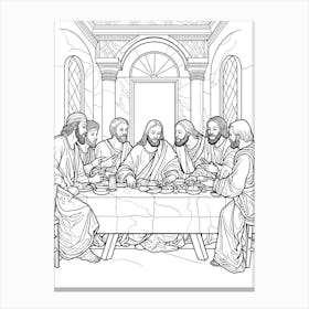 Line Art Inspired By The Last Supper 8 Canvas Print