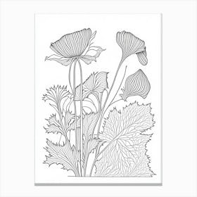 Maca Herb William Morris Inspired Line Drawing 2 Canvas Print