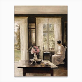 Woman By The Window Vintage Portrait Painting Canvas Print