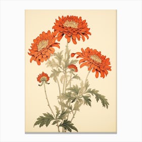 Kiku Chrysanthemum 3 Vintage Japanese Botanical Canvas Print