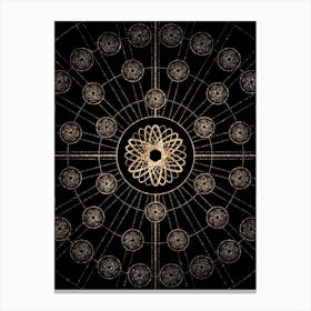Geometric Glyph Radial Array in Glitter Gold on Black n.0146 Canvas Print