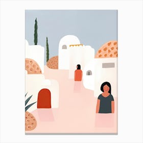 Holidays In Morocco, Tiny People And Illustration 1 Canvas Print