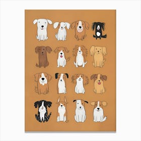 Dogs On A Brown Background Canvas Print