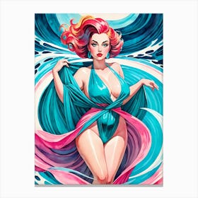 Portrait Of A Curvy Woman Wearing A Sexy Costume (23) Canvas Print