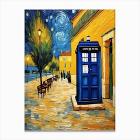 Tardis On The Terrace At Arles - Van Gogh inspired Art Print 13 Canvas Print