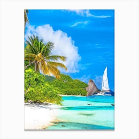 La Digue Island Seychelles Pop Art Photography Tropical Destination Canvas Print
