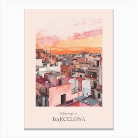 Mornings In Barcelona Rooftops Morning Skyline 4 Canvas Print