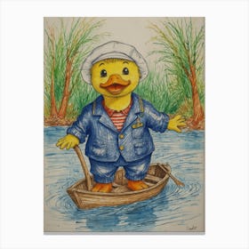 Duck In A Boat 5 Canvas Print