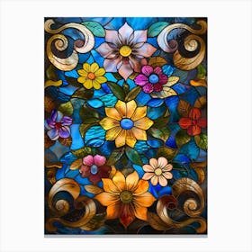 Colorful Stained Glass Flowers 18 Canvas Print