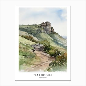 Peak District 1 Watercolour Travel Poster Canvas Print