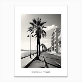Poster Of Nice, France, Photography In Black And White 3 Canvas Print