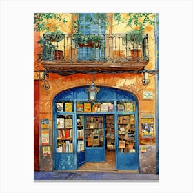 Barcelona Book Nook Bookshop 1 Canvas Print