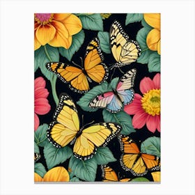 Butterflies And Flowers 2 Canvas Print