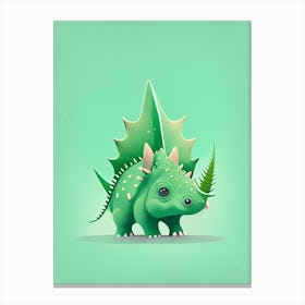 Leptoceratops Cute Mint Dinosaur Canvas Print