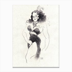 Hand pencil drawing of burlesque gorgeous woman Canvas Print