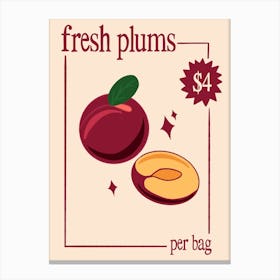 Fresh Plums Print Canvas Print