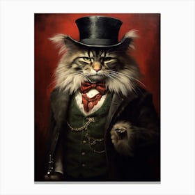 Gangster Cat Norwegian Forest Cat 2 Canvas Print