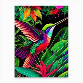 Hummingbird In Tropical Rainforest Marker Art 2 Canvas Print
