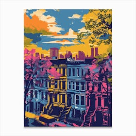 Harlem New York Colourful Silkscreen Illustration 2 Canvas Print
