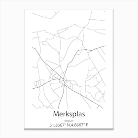 Merksplas,Belgium Minimalist Map Canvas Print