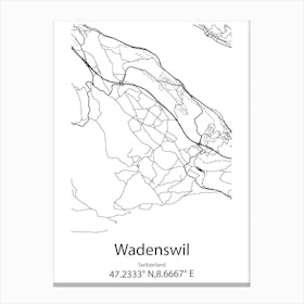 Wadenswil,Switzerland Minimalist Map Canvas Print