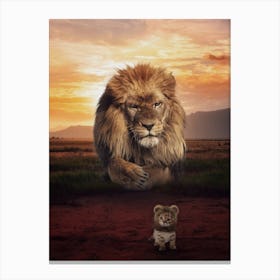 Kitten Or Lion Baby In Savannah Canvas Print