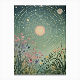 Starry Night And Flowers Canvas Print