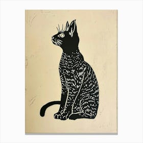 Egyptian Mau Cat Linocut Blockprint 6 Canvas Print