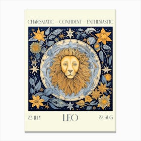 Leo William Morris Zodiac Astral Sign Canvas Print