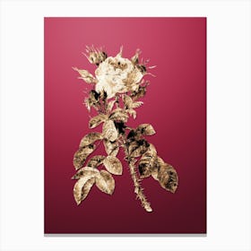 Gold Botanical Lelieur's Four Seasons Rose on Viva Magenta n.0858 Canvas Print