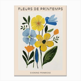Spring Floral French Poster  Evening Primrose 3 Canvas Print