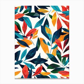 Seamless Pattern With Colorful Leaves 1 Canvas Print