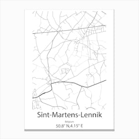 Sint Martens Lennik,Belgium Minimalist Map Canvas Print