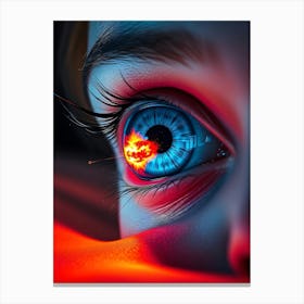 Eye Close-Up With Fire Canvas Print