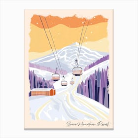 Poster Of Stowe Mountain Resort   Vermont, Usa, Ski Resort Pastel Colours Illustration 2 Canvas Print