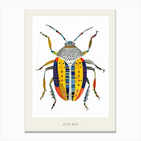 Colourful Insect Illustration June Bug 11 Poster Canvas Print