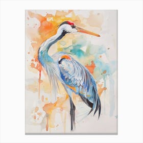 Crane Colourful Watercolour 4 Canvas Print