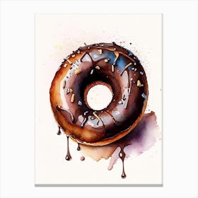 Chocolate Donut Cute Neon 2 Canvas Print