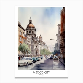 Mexico City Watercolour Travel Poster Canvas Print