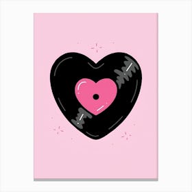 Vinyl Record Heart Canvas Print