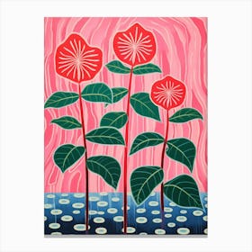 Pink And Red Plant Illustration Wax Plant 1 Canvas Print