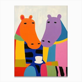 Colourful Kids Animal Art Hippopotamus 1 Canvas Print
